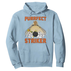Funny Cat Bowling Gift Hoodie Purrfect Striker TS12 Light Blue Print Your Wear