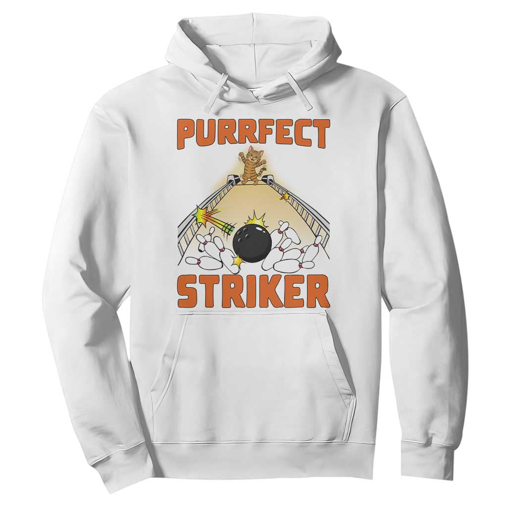 Funny Cat Bowling Gift Hoodie Purrfect Striker TS12 White Print Your Wear