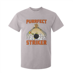 Funny Cat Bowling Gift T Shirt For Kid Purrfect Striker TS12 Ice Gray Print Your Wear