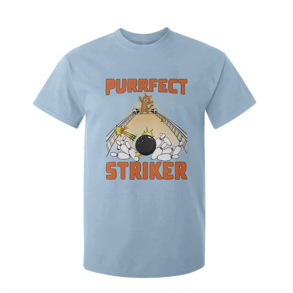 Funny Cat Bowling Gift T Shirt For Kid Purrfect Striker TS12 Light Blue Print Your Wear