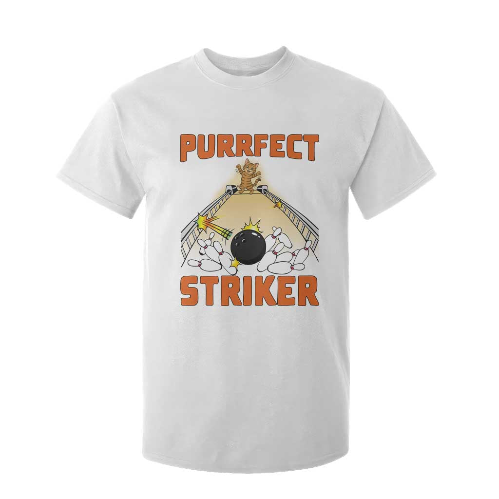 Funny Cat Bowling Gift T Shirt For Kid Purrfect Striker TS12 White Print Your Wear