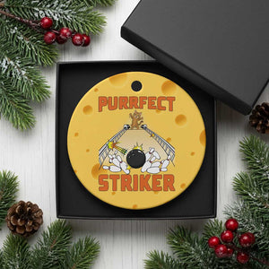 Funny Cat Bowling Gift Ceramic Ornament Purrfect Striker TS12 1pc Yellow Cheese Print Your Wear