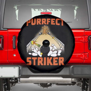 Funny Cat Bowling Gift Spare Tire Cover Purrfect Striker TS12 Black Print Your Wear