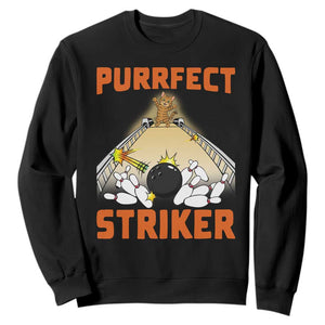 Funny Cat Bowling Gift Sweatshirt Purrfect Striker TS12 Black Print Your Wear