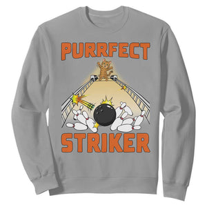 Funny Cat Bowling Gift Sweatshirt Purrfect Striker TS12 Sport Gray Print Your Wear