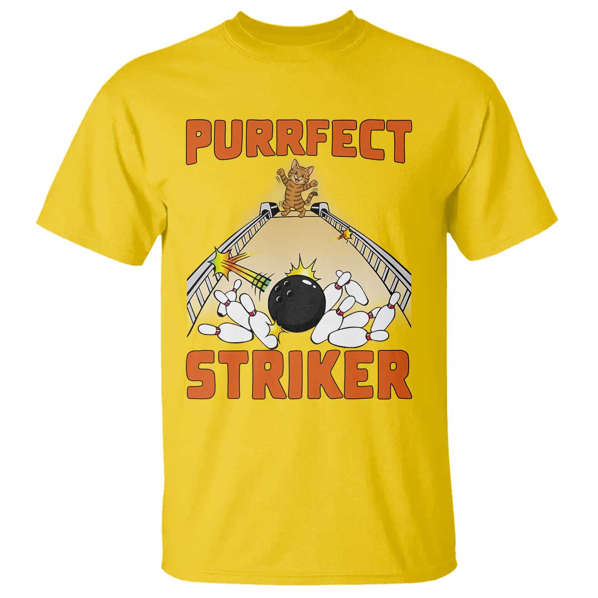 Funny Cat Bowling Gift T Shirt Purrfect Striker TS12 Daisy Print Your Wear