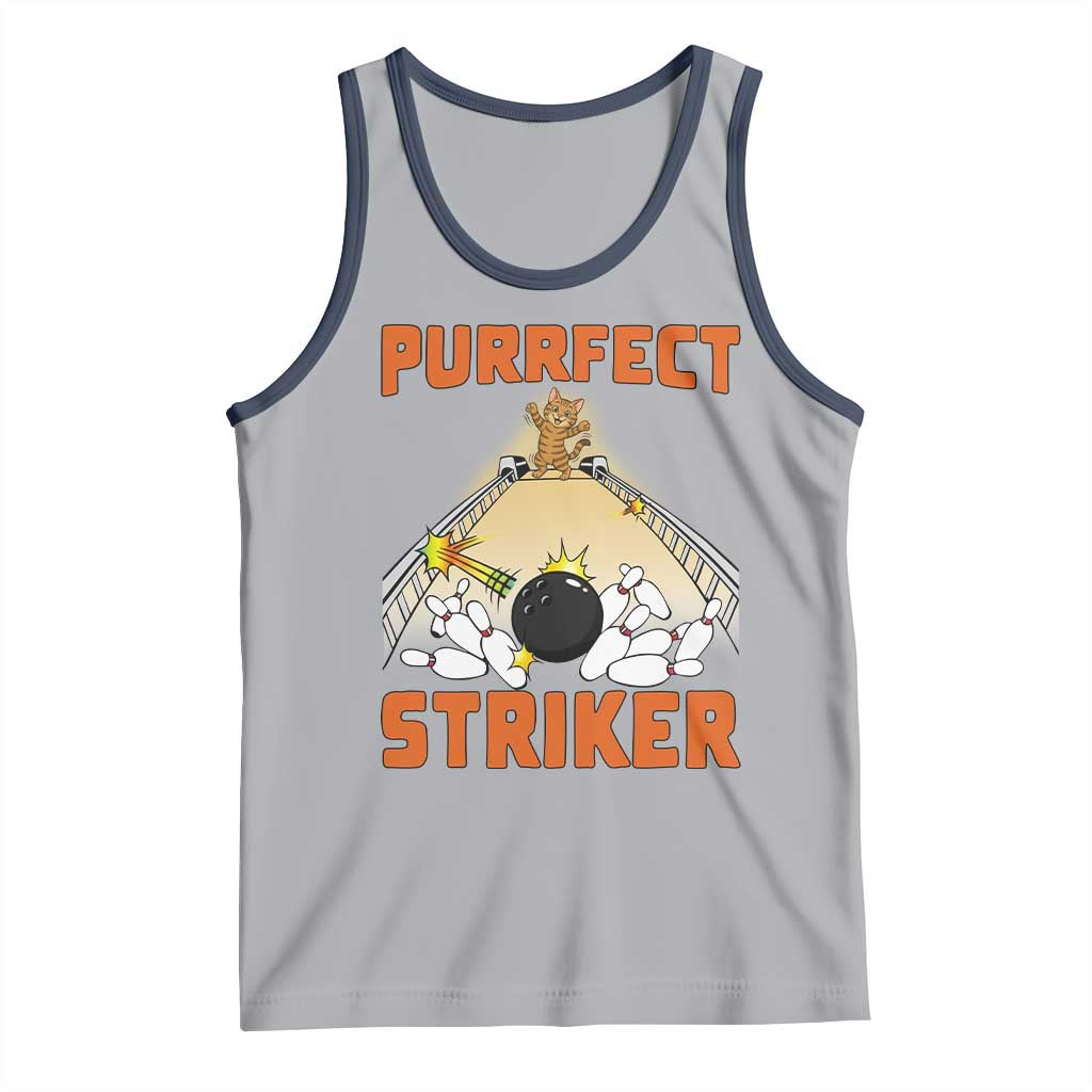 Funny Cat Bowling Gift Tank Top Purrfect Striker TS12 Athletic Heather Navy Print Your Wear