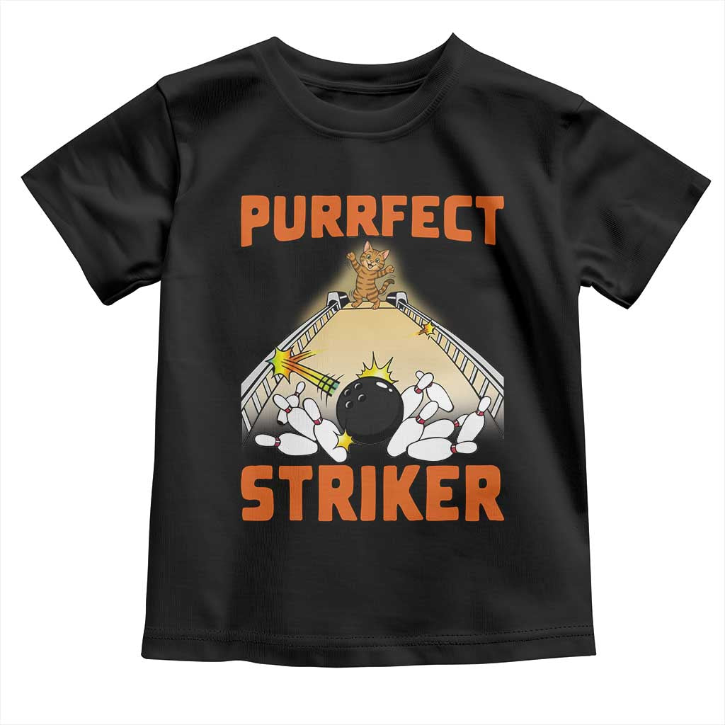 Funny Cat Bowling Gift Toddler T Shirt Purrfect Striker TS12 Black Print Your Wear