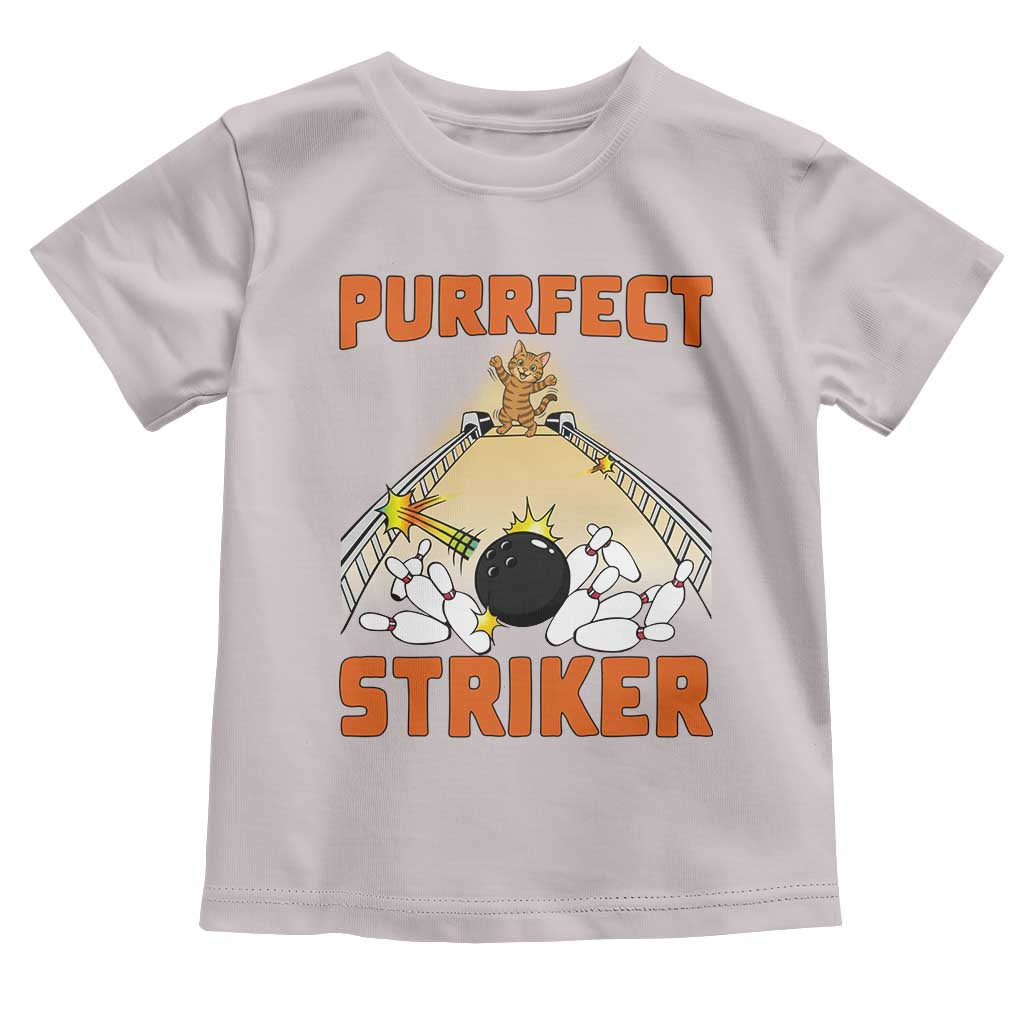 Funny Cat Bowling Gift Toddler T Shirt Purrfect Striker TS12 Ice Gray Print Your Wear