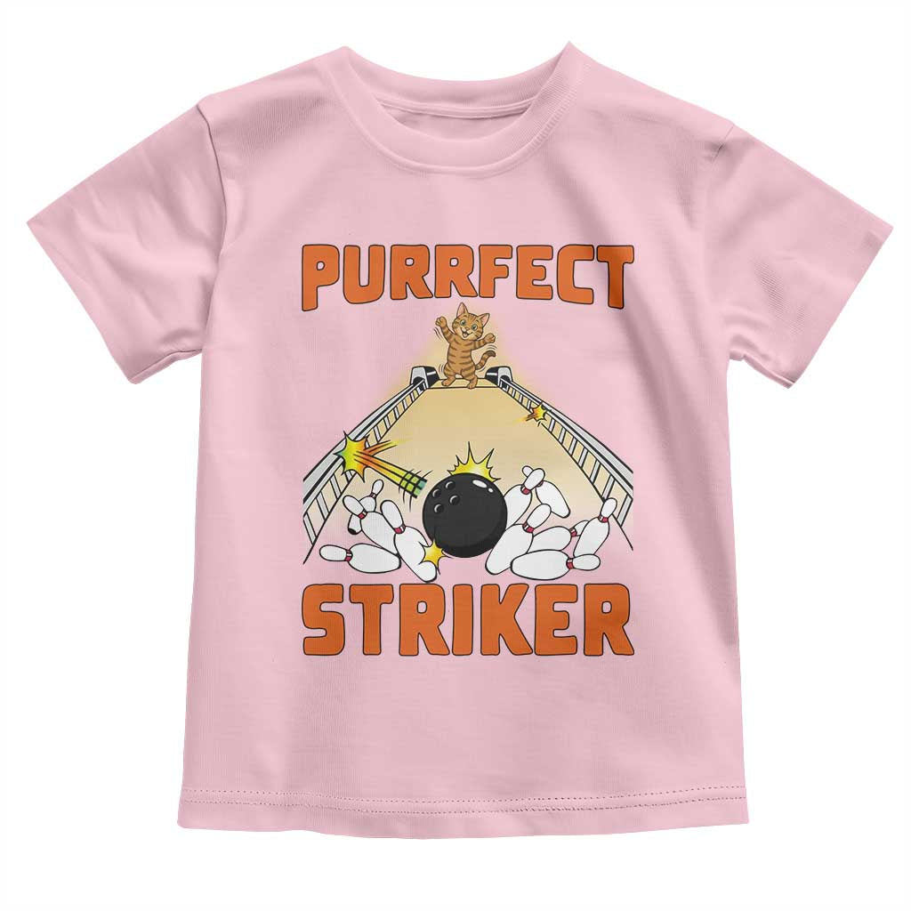 Funny Cat Bowling Gift Toddler T Shirt Purrfect Striker TS12 Light Pink Print Your Wear