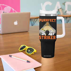 Funny Cat Bowling Gift Tumbler With Handle Purrfect Striker TS12 Print Your Wear
