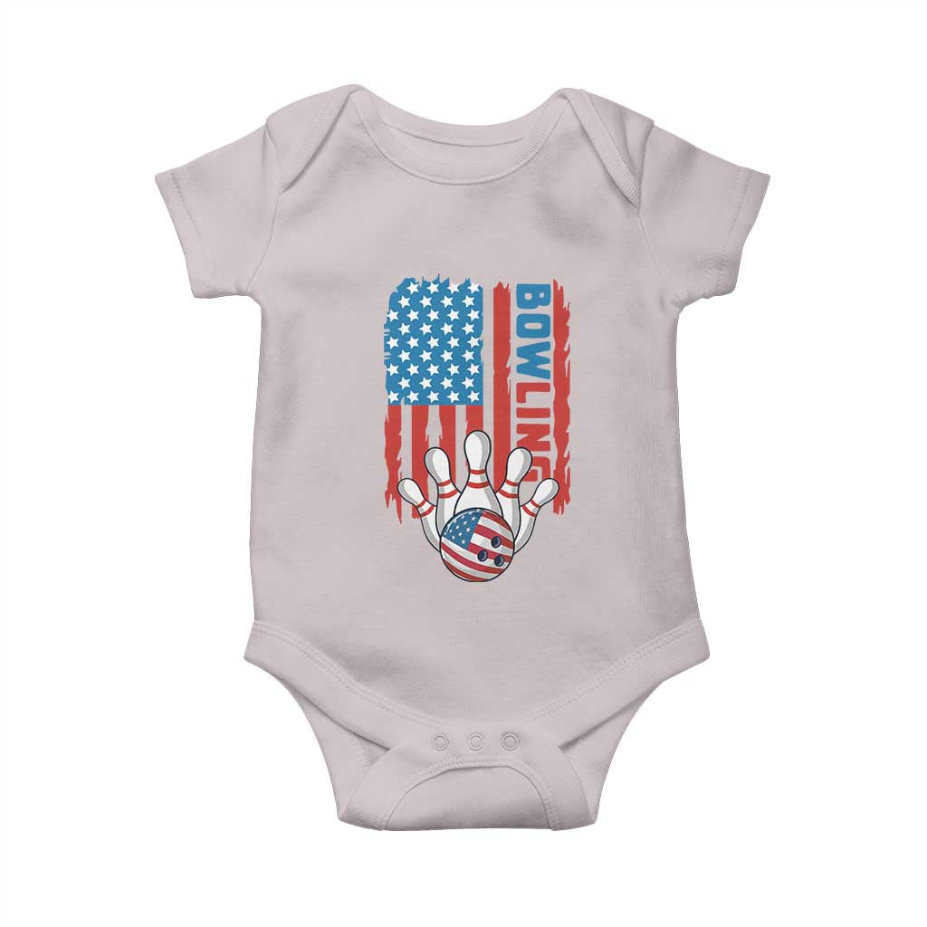 American Flag Patriotic Bowling Baby Onesie Bowler Gift TS12 Ice Gray Print Your Wear