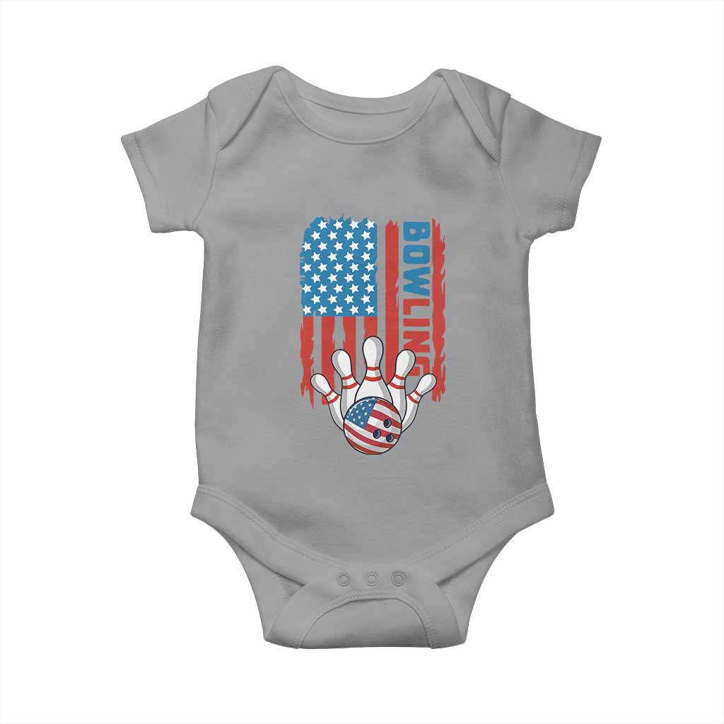 American Flag Patriotic Bowling Baby Onesie Bowler Gift TS12 Sport Gray Print Your Wear