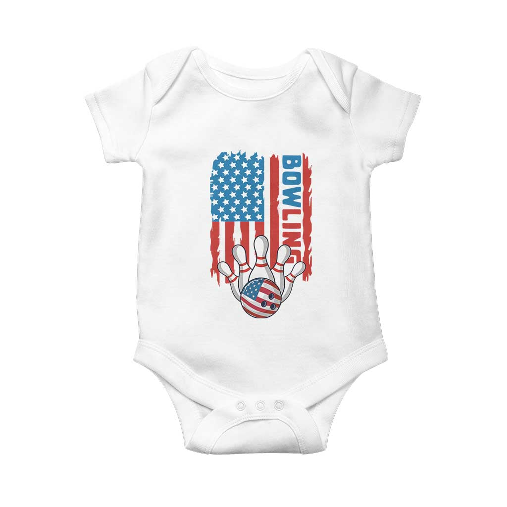 American Flag Patriotic Bowling Baby Onesie Bowler Gift TS12 White Print Your Wear