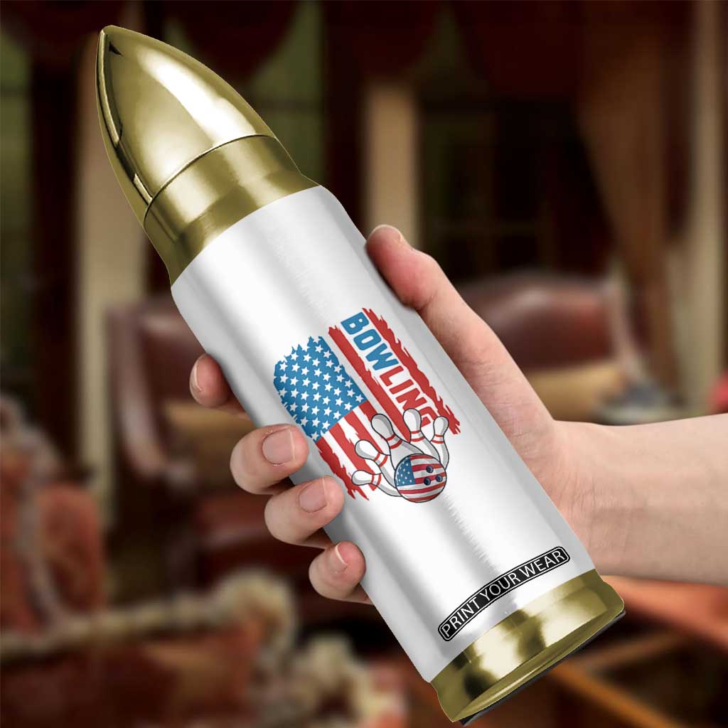 American Flag Patriotic Bowling Bullet Tumbler Bowler Gift - Print Your Wear