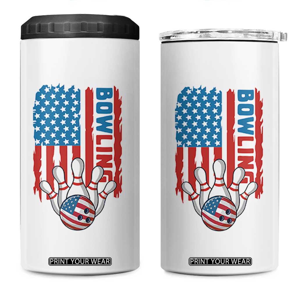 American Flag Patriotic Bowling 4 in 1 Can Cooler Tumbler Bowler Gift TS12 One Size: 16 oz White Print Your Wear