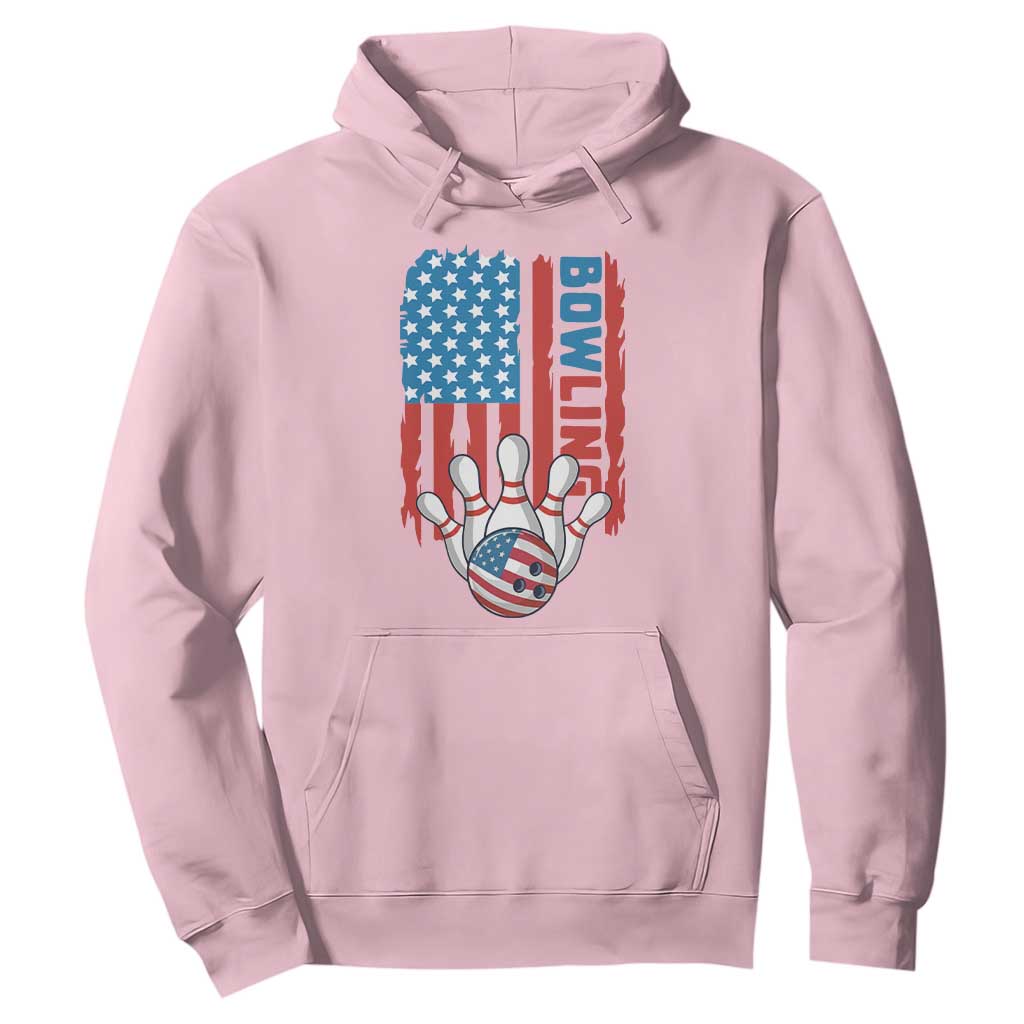 American Flag Patriotic Bowling Hoodie Bowler Gift TS12 Light Pink Print Your Wear