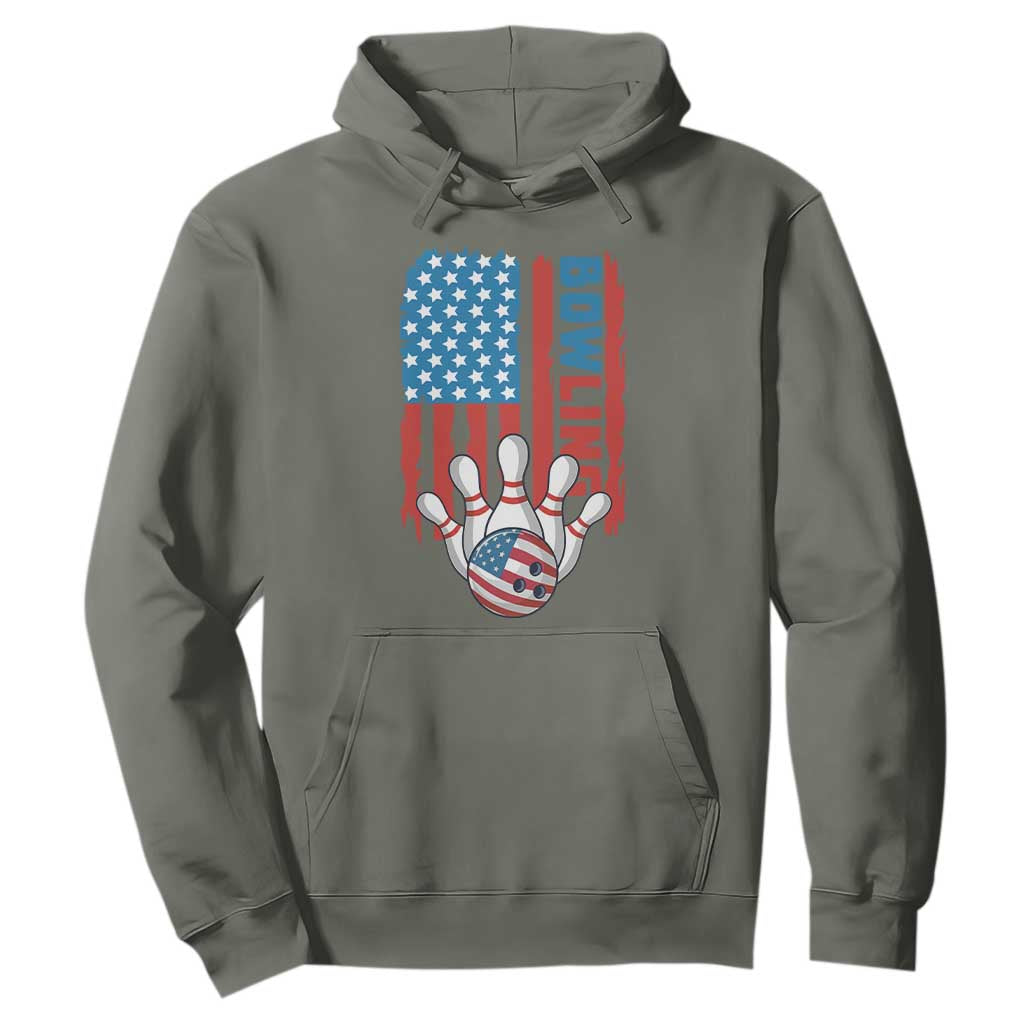 American Flag Patriotic Bowling Hoodie Bowler Gift TS12 Military Green Print Your Wear