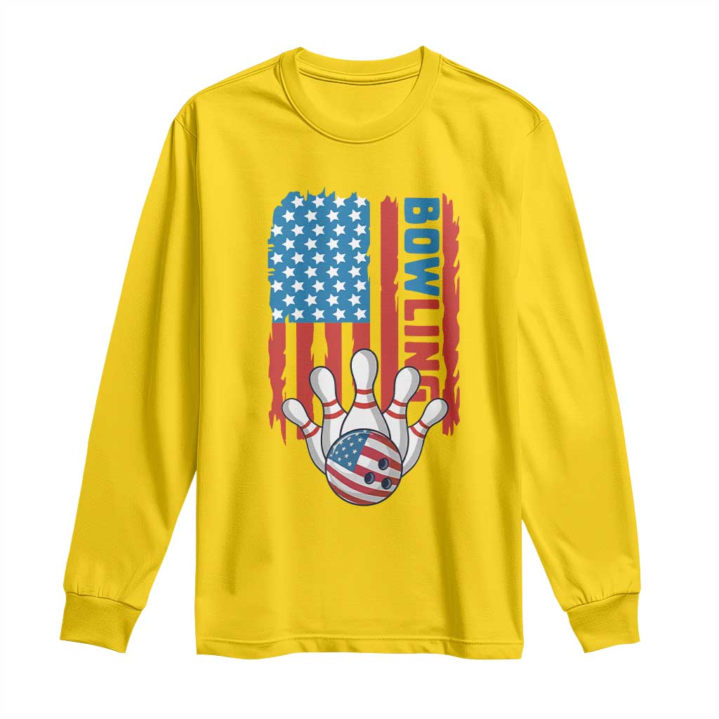 American Flag Patriotic Bowling Long Sleeve Shirt Bowler Gift TS12 Daisy Print Your Wear