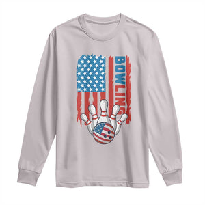 American Flag Patriotic Bowling Long Sleeve Shirt Bowler Gift TS12 Ice Gray Print Your Wear