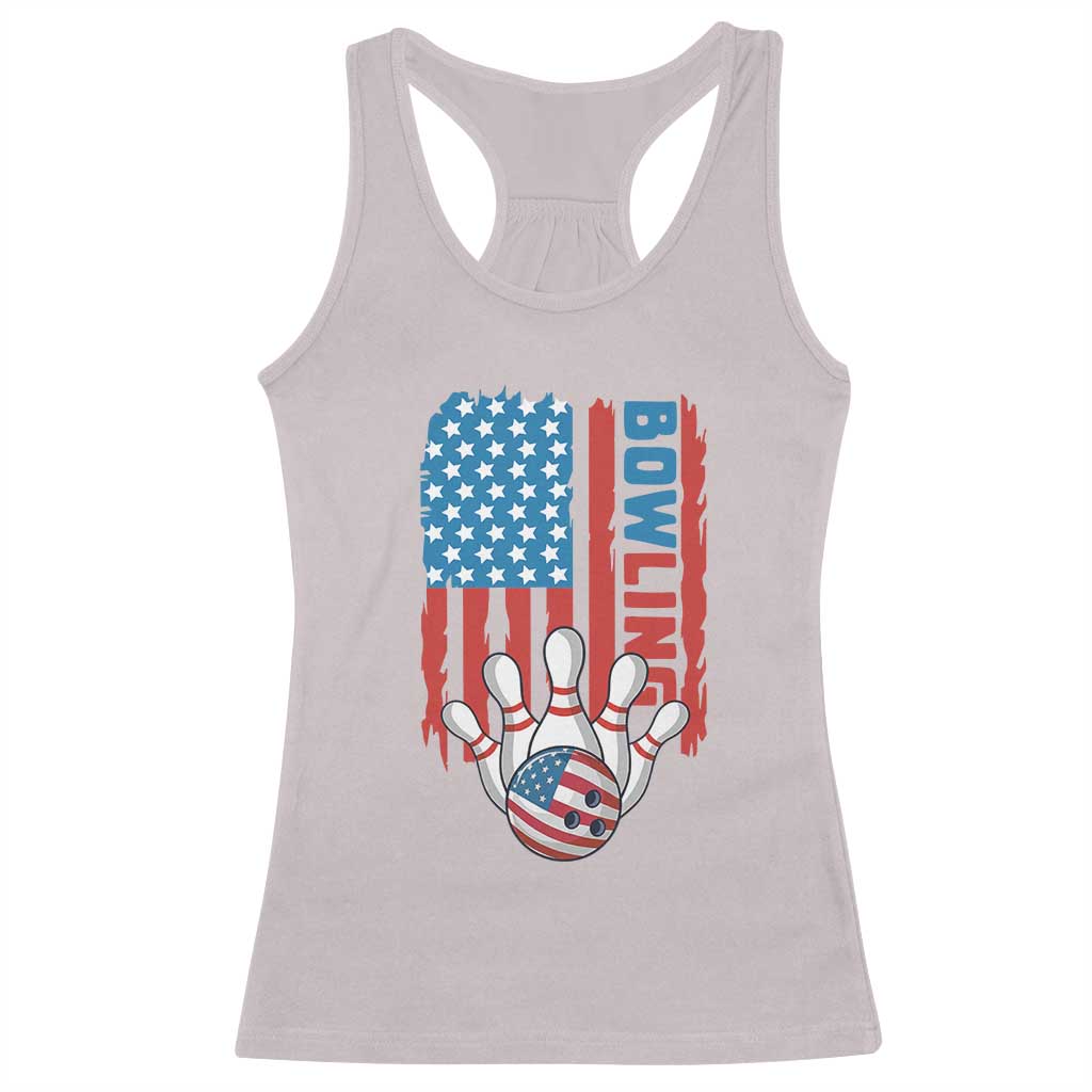 American Flag Patriotic Bowling Racerback Tank Top Bowler Gift TS12 Ice Gray Print Your Wear