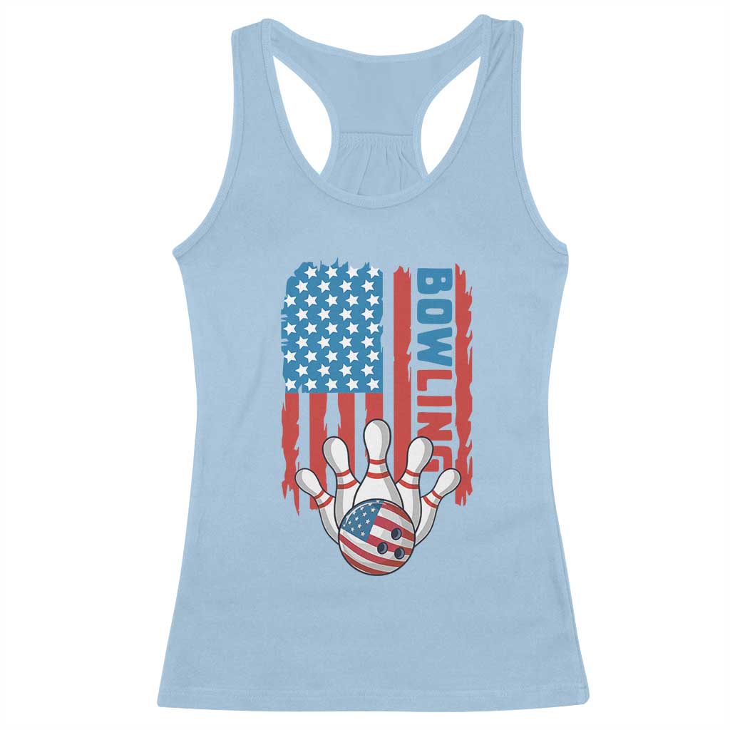 American Flag Patriotic Bowling Racerback Tank Top Bowler Gift TS12 Light Blue Print Your Wear