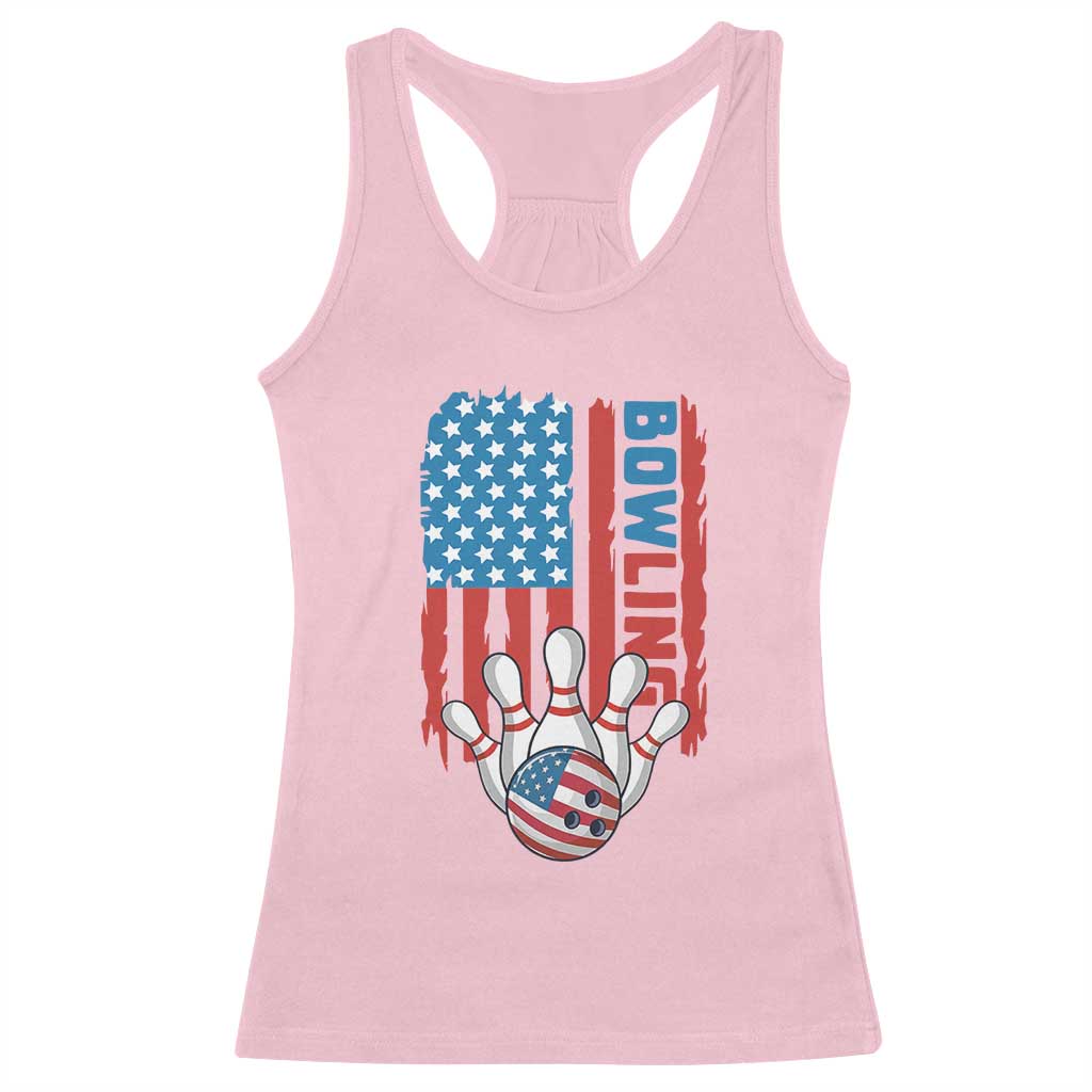 American Flag Patriotic Bowling Racerback Tank Top Bowler Gift TS12 Light Pink Print Your Wear