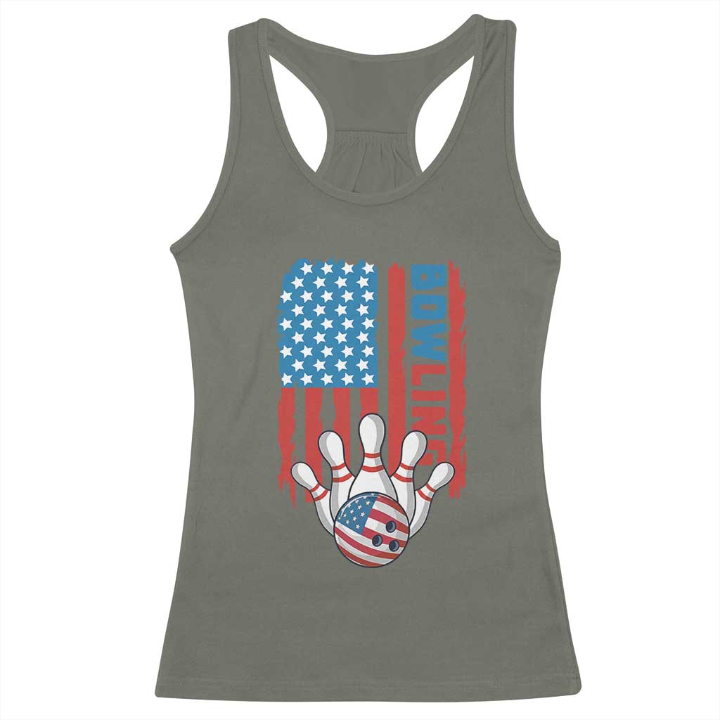 American Flag Patriotic Bowling Racerback Tank Top Bowler Gift TS12 Military Green Print Your Wear