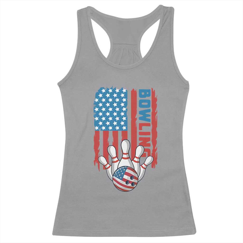 American Flag Patriotic Bowling Racerback Tank Top Bowler Gift TS12 Sport Gray Print Your Wear