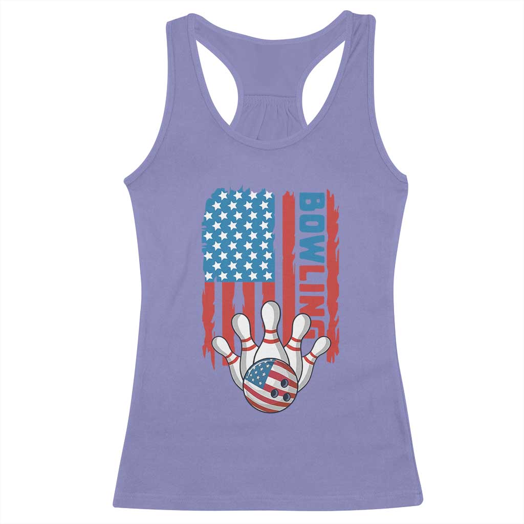 American Flag Patriotic Bowling Racerback Tank Top Bowler Gift TS12 Violet Print Your Wear