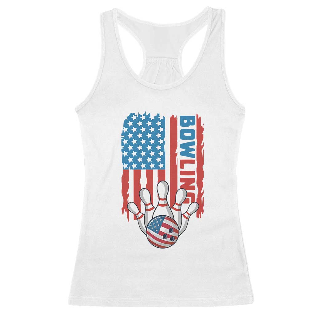 American Flag Patriotic Bowling Racerback Tank Top Bowler Gift TS12 White Print Your Wear