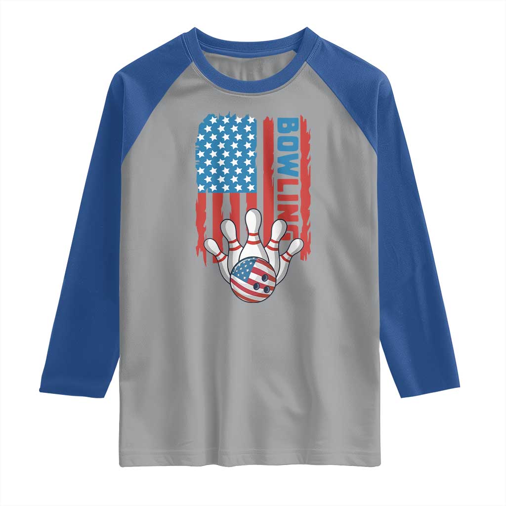 American Flag Patriotic Bowling Raglan Shirt Bowler Gift TS12 Sport Gray Royal Print Your Wear
