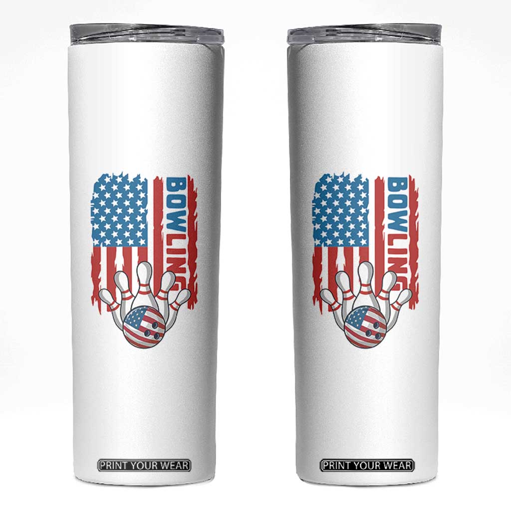 American Flag Patriotic Bowling Skinny Tumbler Bowler Gift TS12 White Print Your Wear