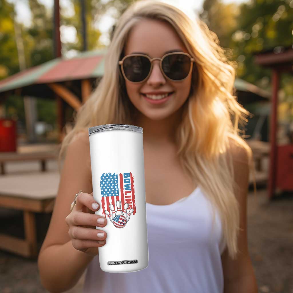 American Flag Patriotic Bowling Skinny Tumbler Bowler Gift TS12 Print Your Wear