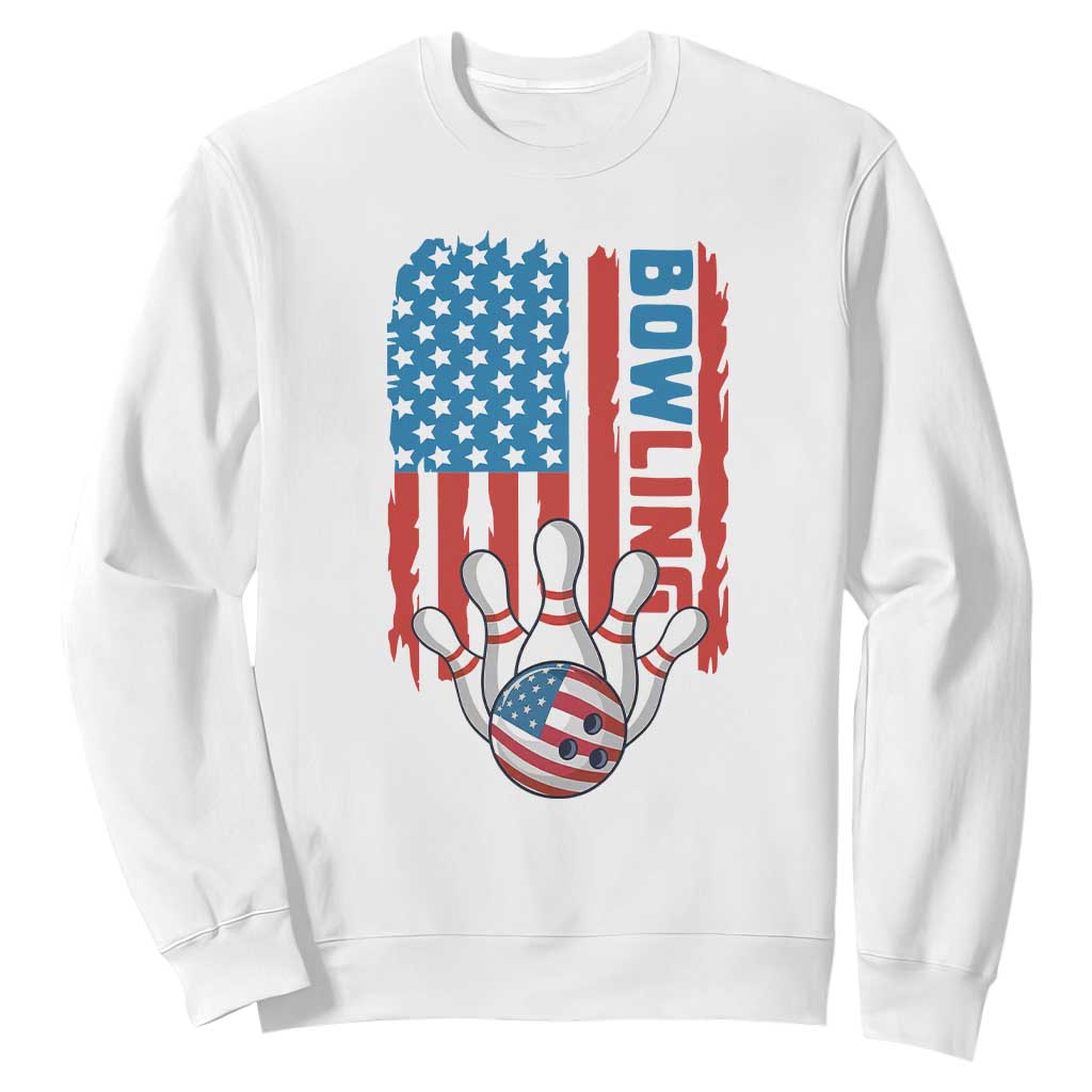 American Flag Patriotic Bowling Sweatshirt Bowler Gift TS12 White Print Your Wear