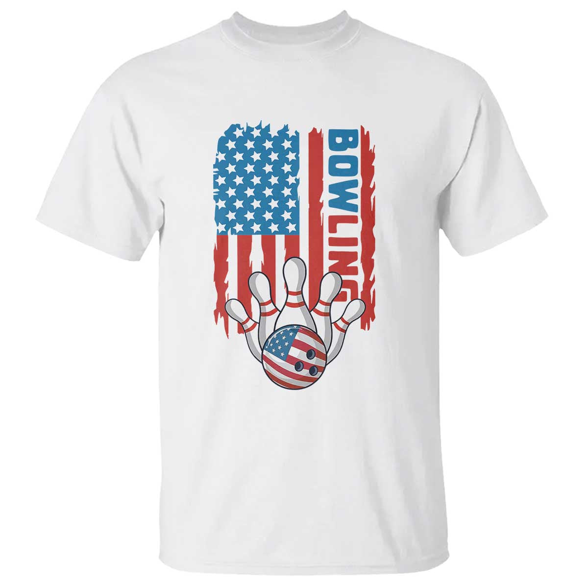 American Flag Patriotic Bowling T Shirt Bowler Gift TS12 White Print Your Wear