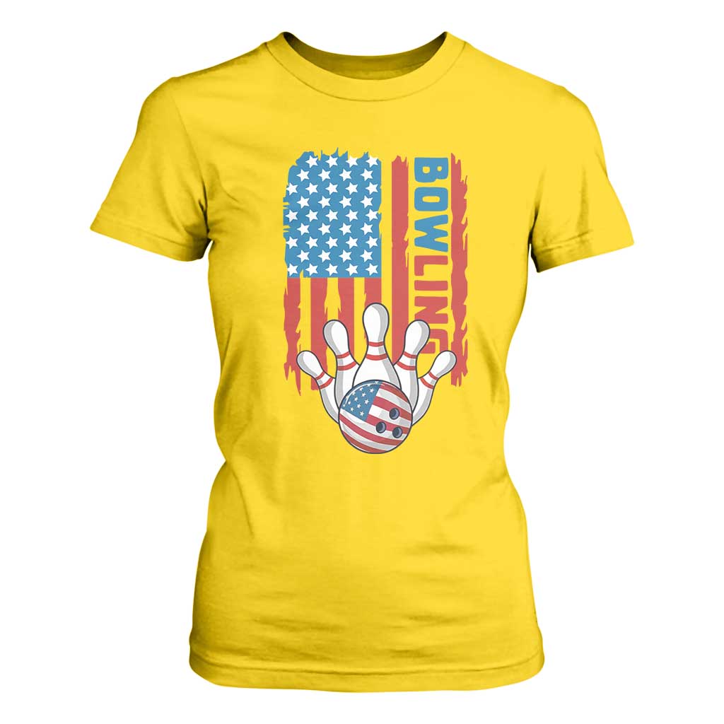 American Flag Patriotic Bowling T Shirt For Women Bowler Gift TS12 Daisy Print Your Wear