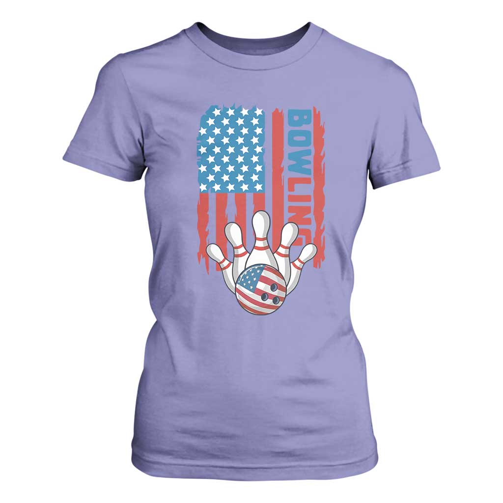 American Flag Patriotic Bowling T Shirt For Women Bowler Gift TS12 Violet Print Your Wear