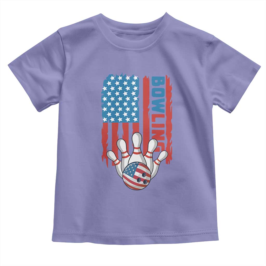 American Flag Patriotic Bowling Toddler T Shirt Bowler Gift TS12 Violet Print Your Wear
