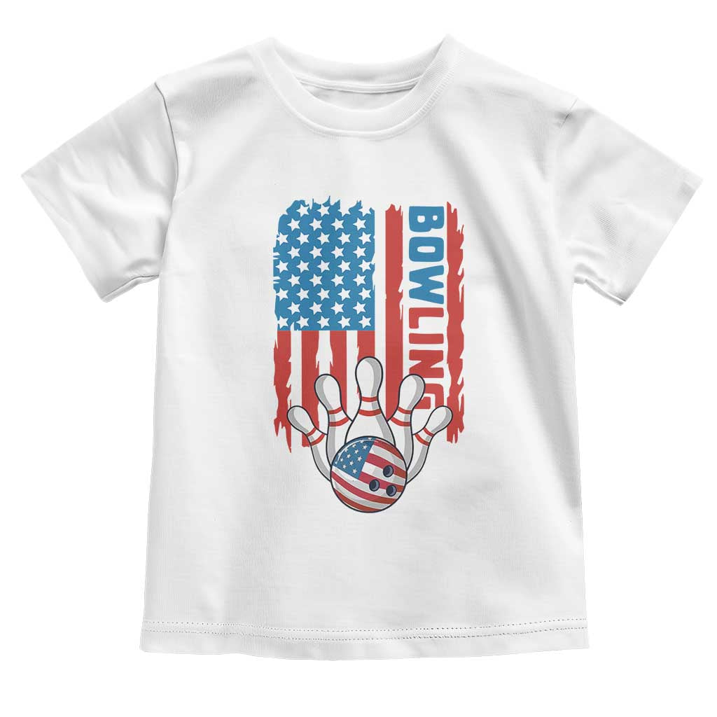American Flag Patriotic Bowling Toddler T Shirt Bowler Gift TS12 White Print Your Wear