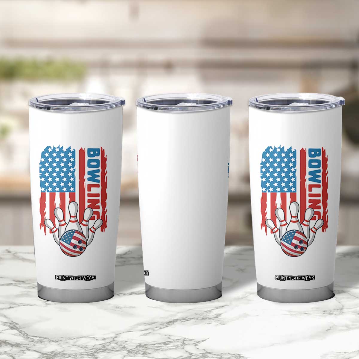 American Flag Patriotic Bowling Tumbler Cup Bowler Gift TS12 Print Your Wear