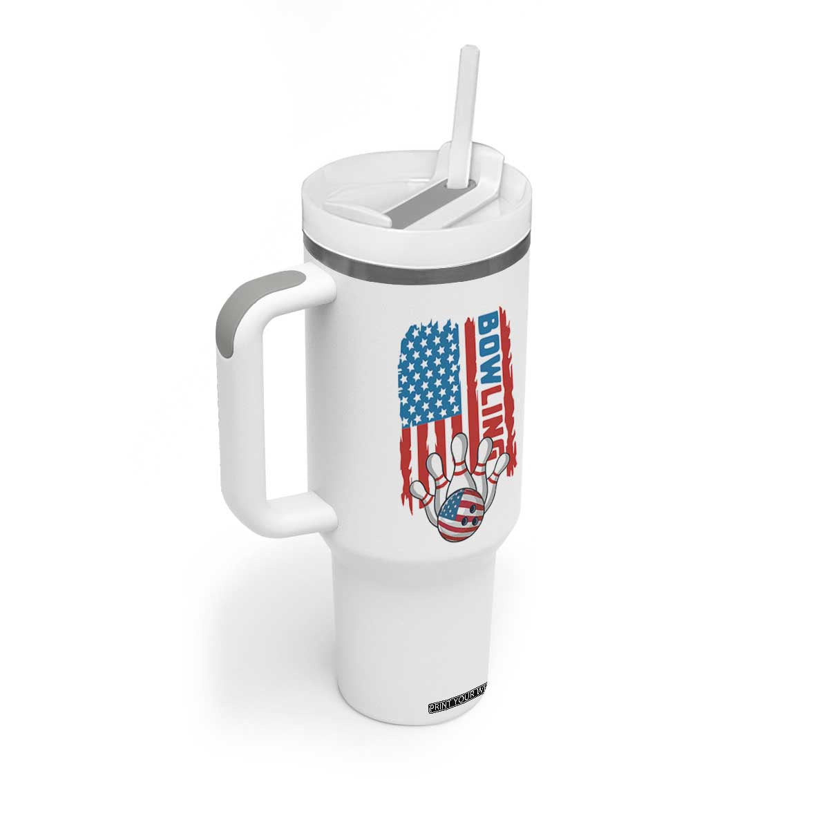 American Flag Patriotic Bowling Tumbler With Handle Bowler Gift TS12 Print Your Wear