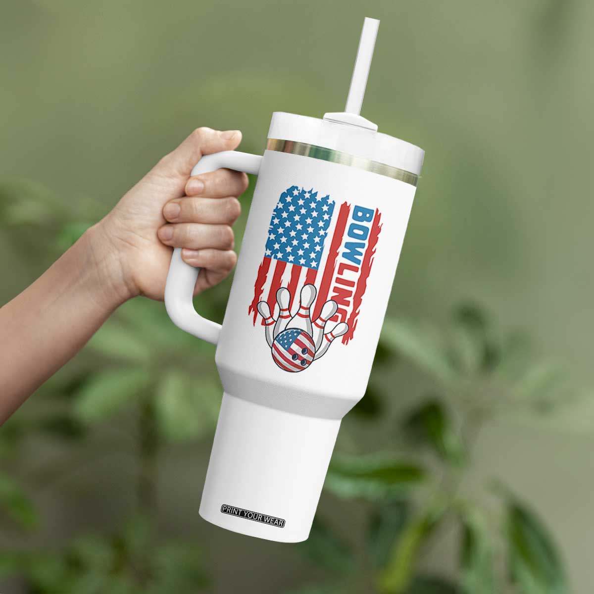 American Flag Patriotic Bowling Tumbler With Handle Bowler Gift TS12 Print Your Wear