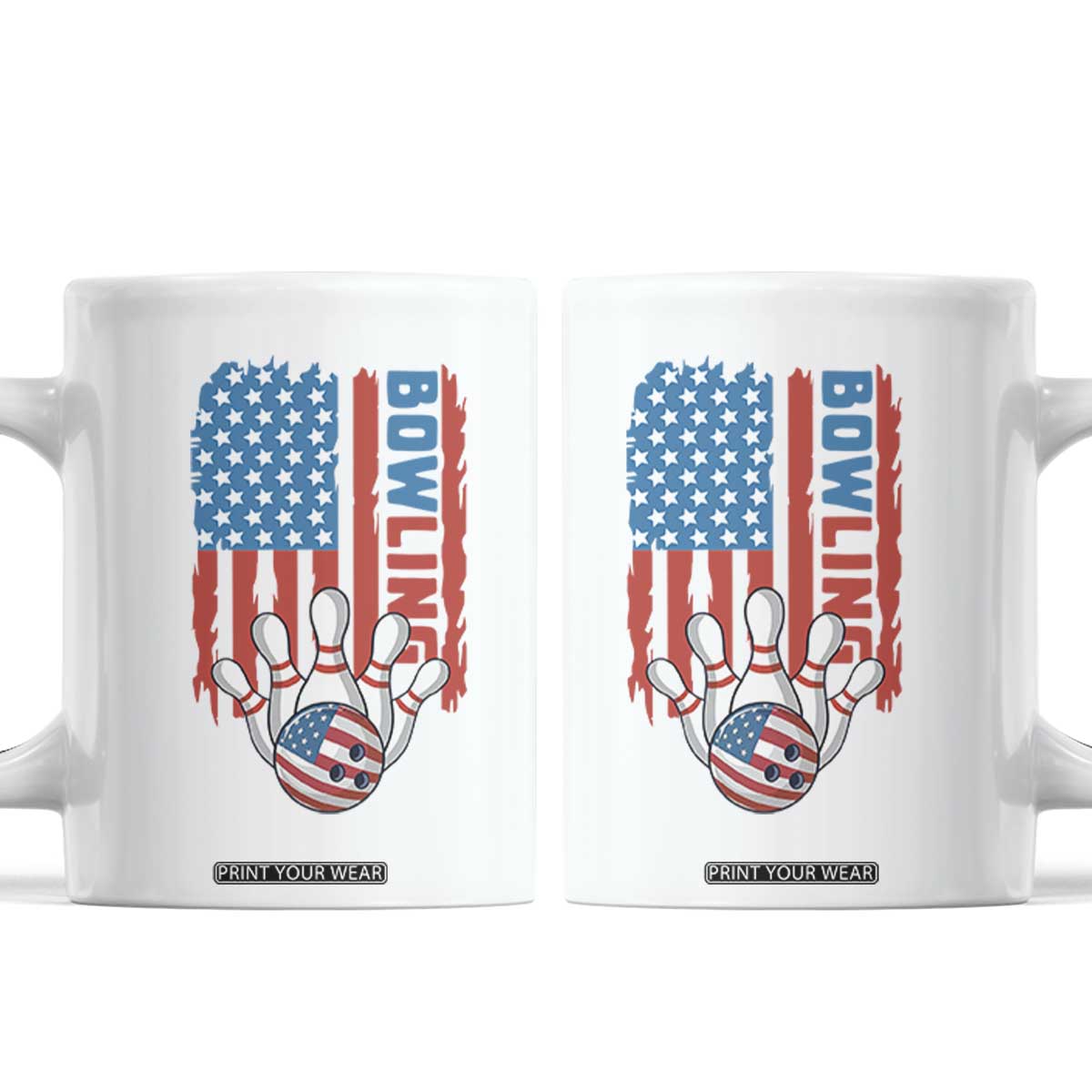 American Flag Patriotic Bowling Coffee Mug Bowler Gift TS12 White Print Your Wear