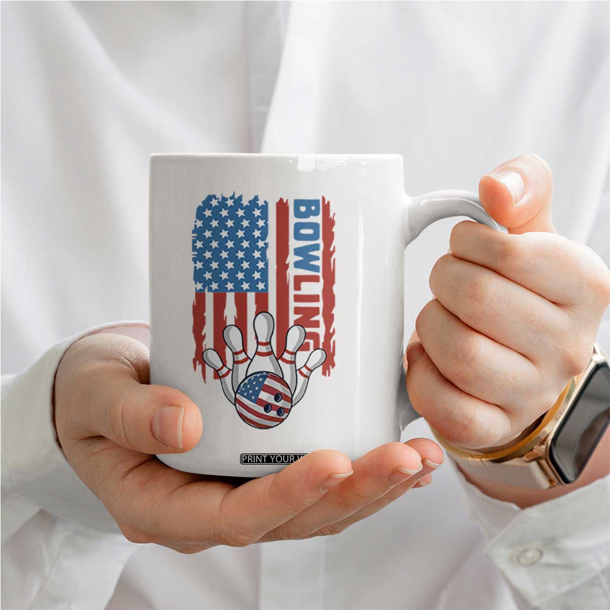 American Flag Patriotic Bowling Coffee Mug Bowler Gift TS12 Print Your Wear