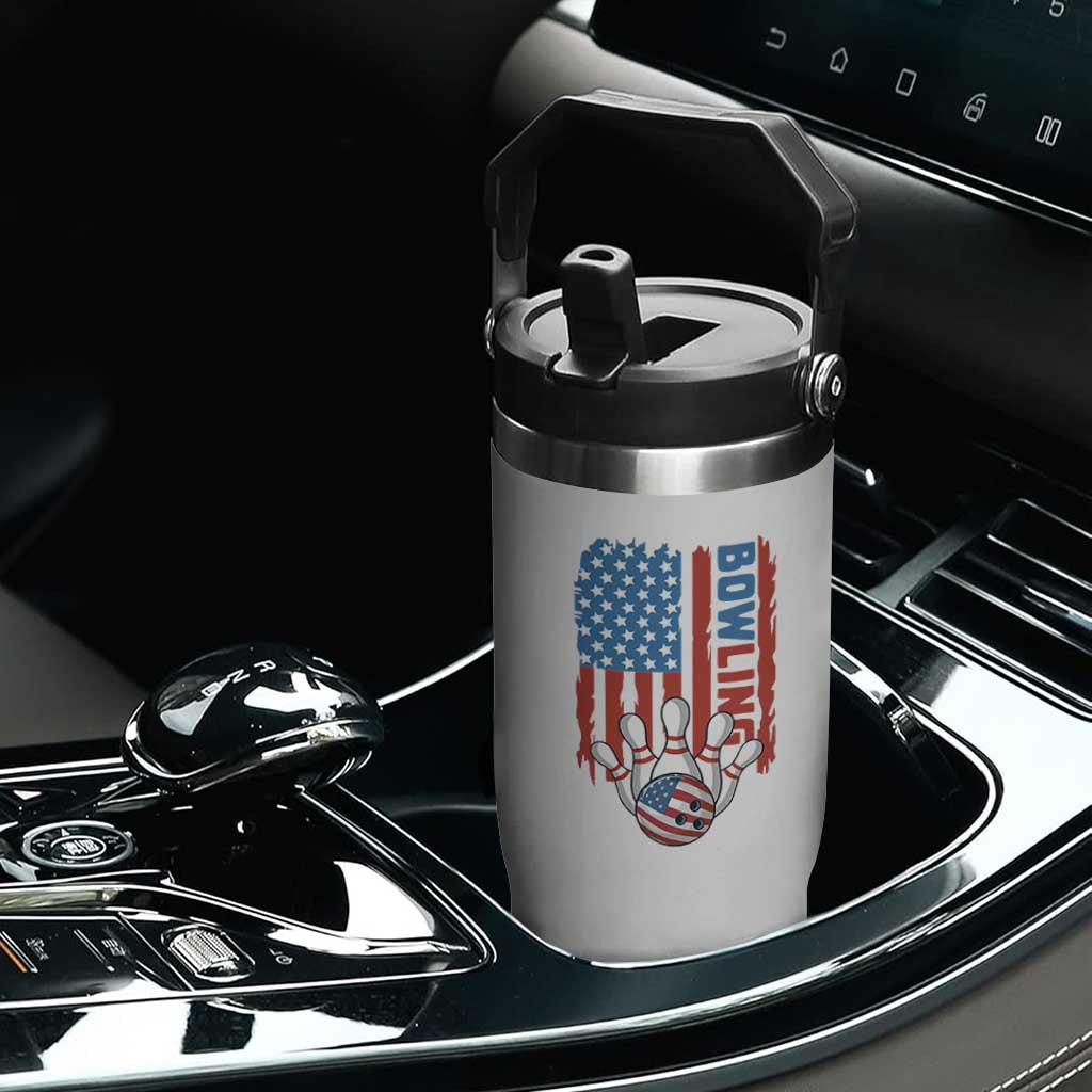 American Flag Patriotic Bowling Flip Straw Tumbler Bowler Gift TS12 Print Your Wear
