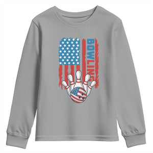 American Flag Patriotic Bowling Youth Sweatshirt Bowler Gift TS12 Sport Gray Print Your Wear