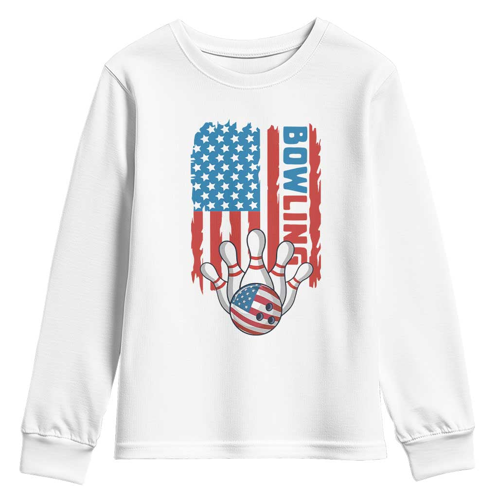 American Flag Patriotic Bowling Youth Sweatshirt Bowler Gift TS12 White Print Your Wear