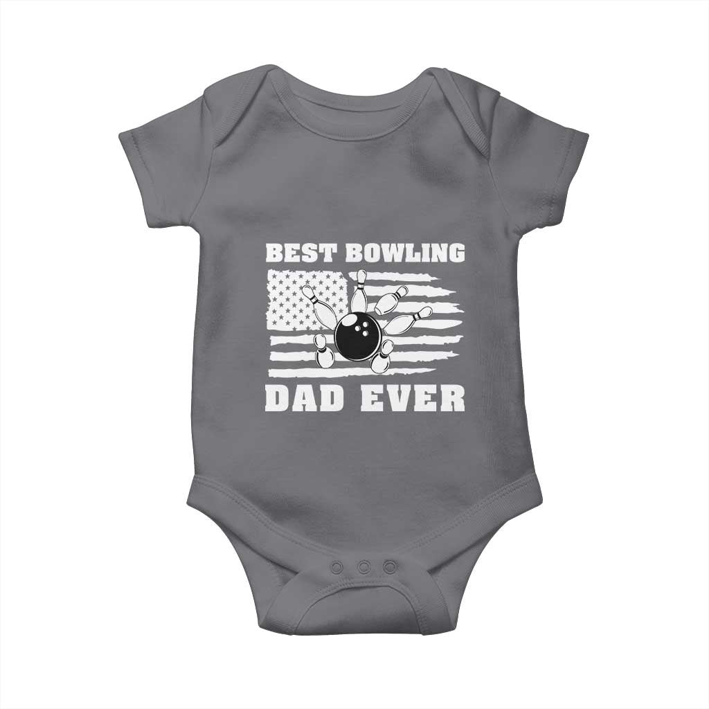 Best Bowling Dad Ever Baby Onesie American Flag Patriotic Bowler Gift TS12 Charcoal Print Your Wear