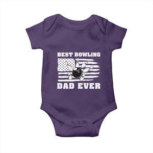 Best Bowling Dad Ever Baby Onesie American Flag Patriotic Bowler Gift TS12 Purple Print Your Wear